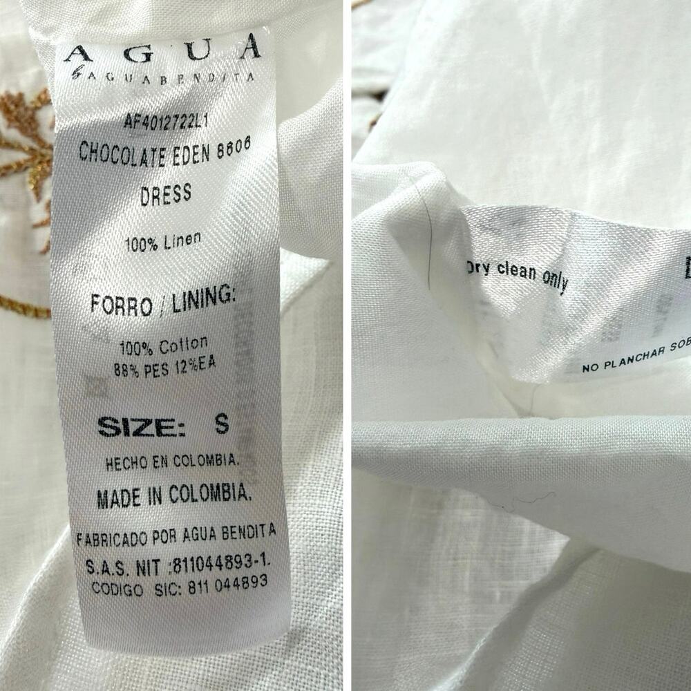 Agua by Agua Bendita Small Linen Maxi Dress Embroidered NWT- See Notes - Picture 14 of 16